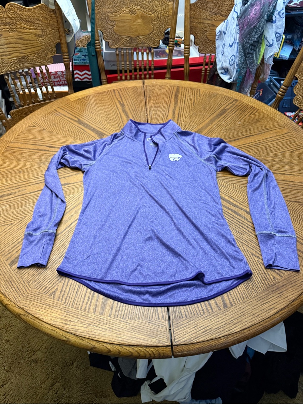 Colosseum K-State Purple Heathered Quarter-Zip Long-Sleeve Top